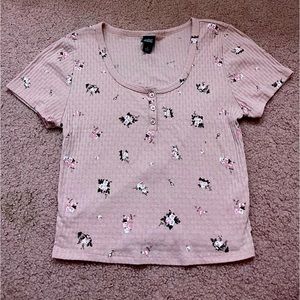 Target “Wild Fable” Floral Cropped Tee Shirt